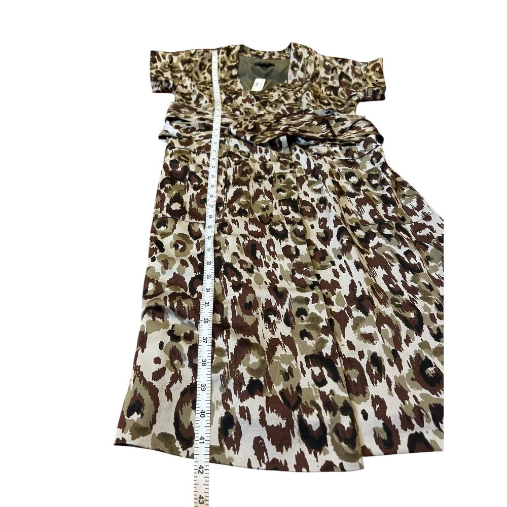 NWT J.CREW Brown Green Leopard Animal Camo Print Surplice Neck Wrap Dress SMALL - Picture 7 of 10
